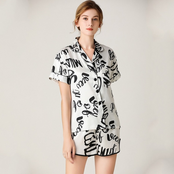 New Pajamas Summer Artificial Silk Thin Short-Sleeved Shorts Suit