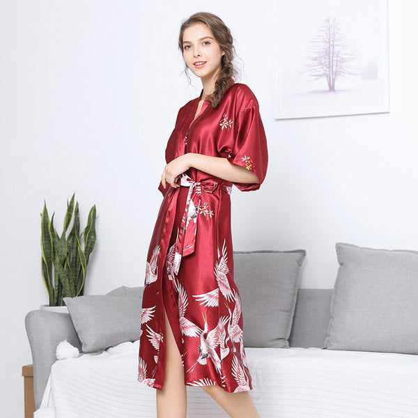 Autumn Bride and Bridesmaid Red Morning Gowns Long Fashion Nightgown