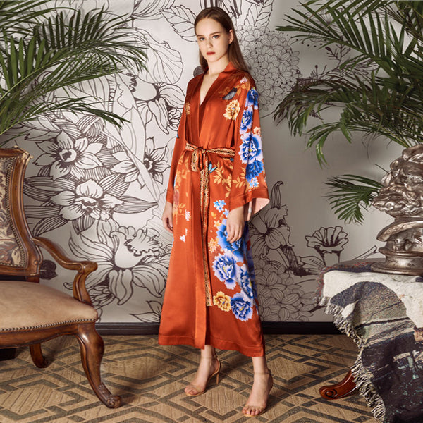 100% silk nightrobes for women natural silk oriental style