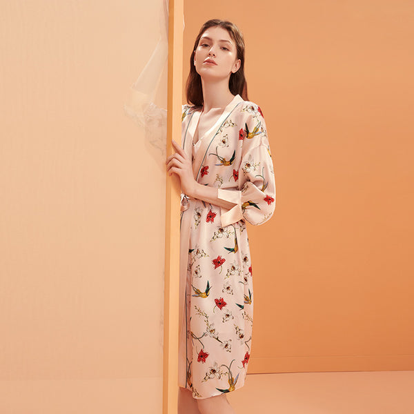 Silk Nightgown Women's Printed Suitable for Daily Wear Mulberry Silk Home Wear