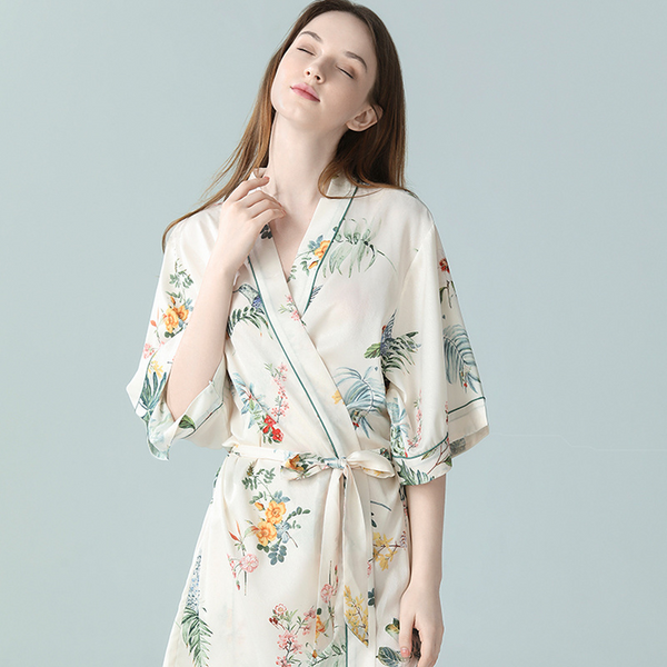 Original Nightgown Female Silk Texture Rose Luxury Pajamas Morning Gown